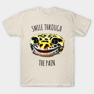 Leopard Gecko Smile Through the Pain Funny Pet Lizard Lover T-Shirt